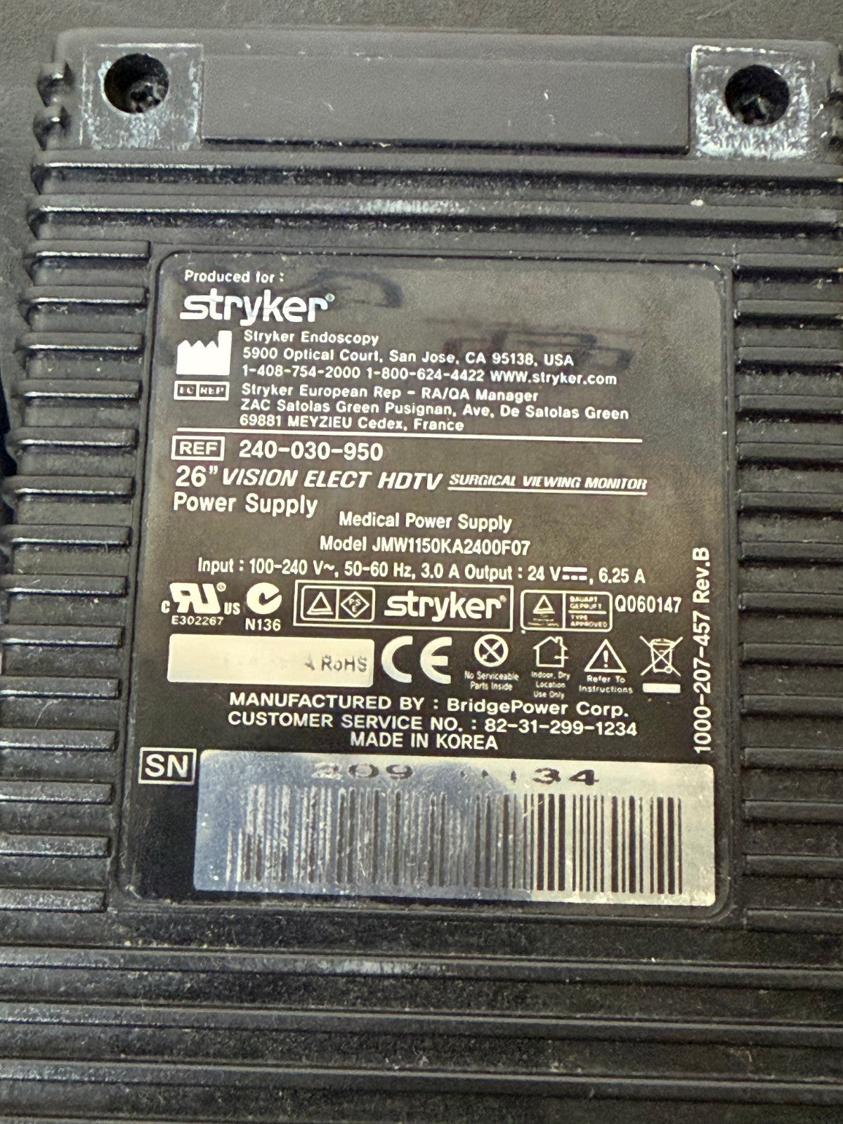 Stryker Ref 240-030-950 Vision Elect 26" HDTV
