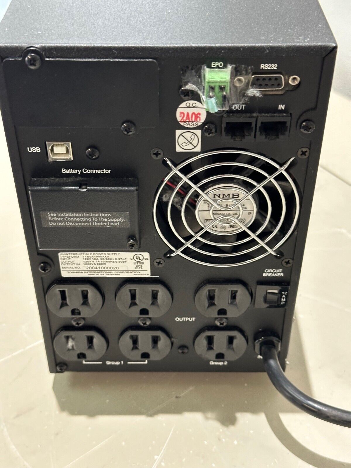 Toshiba T1000 1000VA / 900W   - T1S0A1000AXA - True On-Line, Double-Conversion