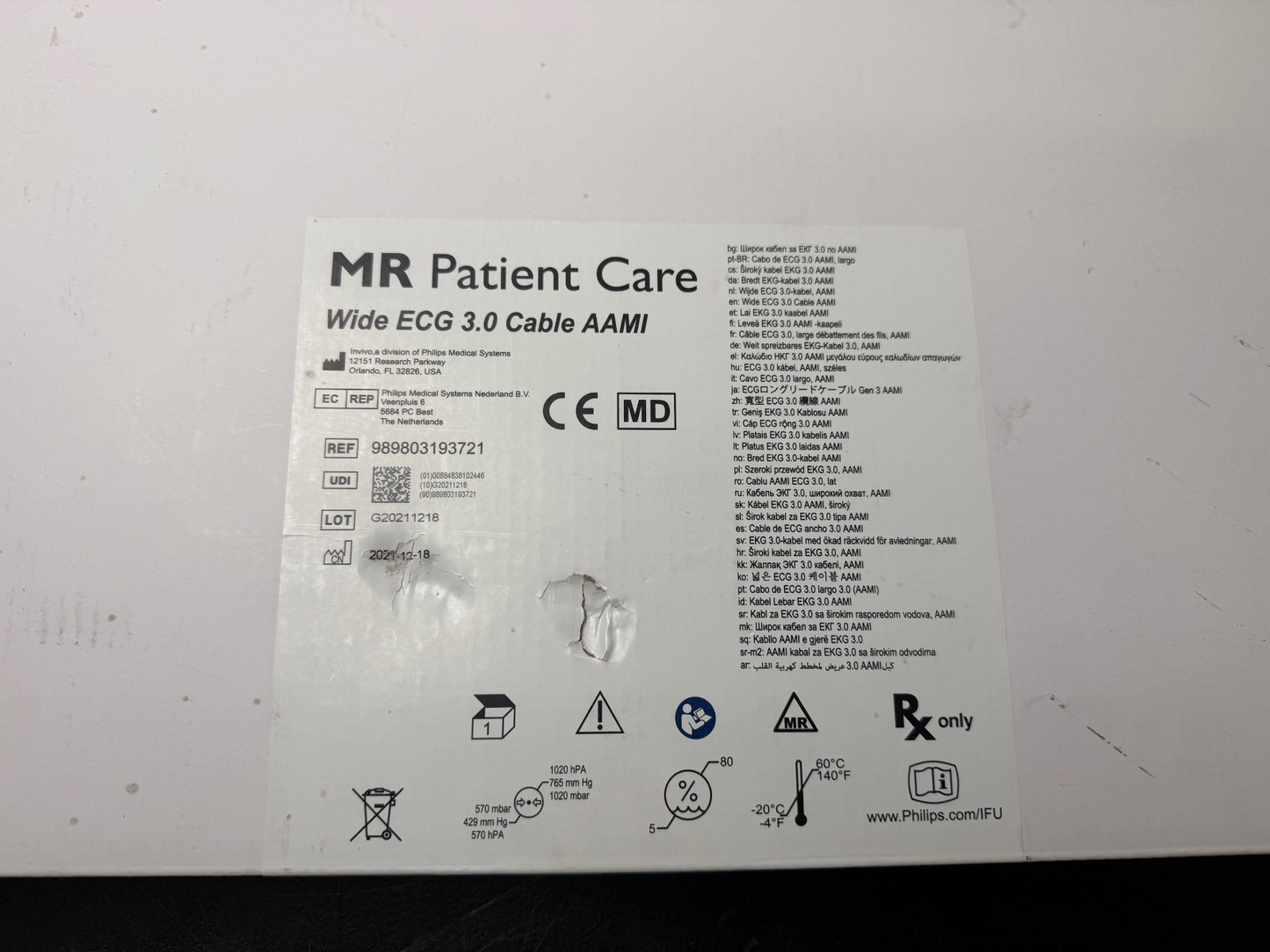 INVIVO - WIDE ECG 3.0 CABLE, AAMI by Philips - 989803193721