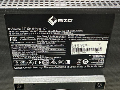TOSHIBA Aquilion - Monitor EIZO RADIFORCE RS110 P/N 0FTD1568