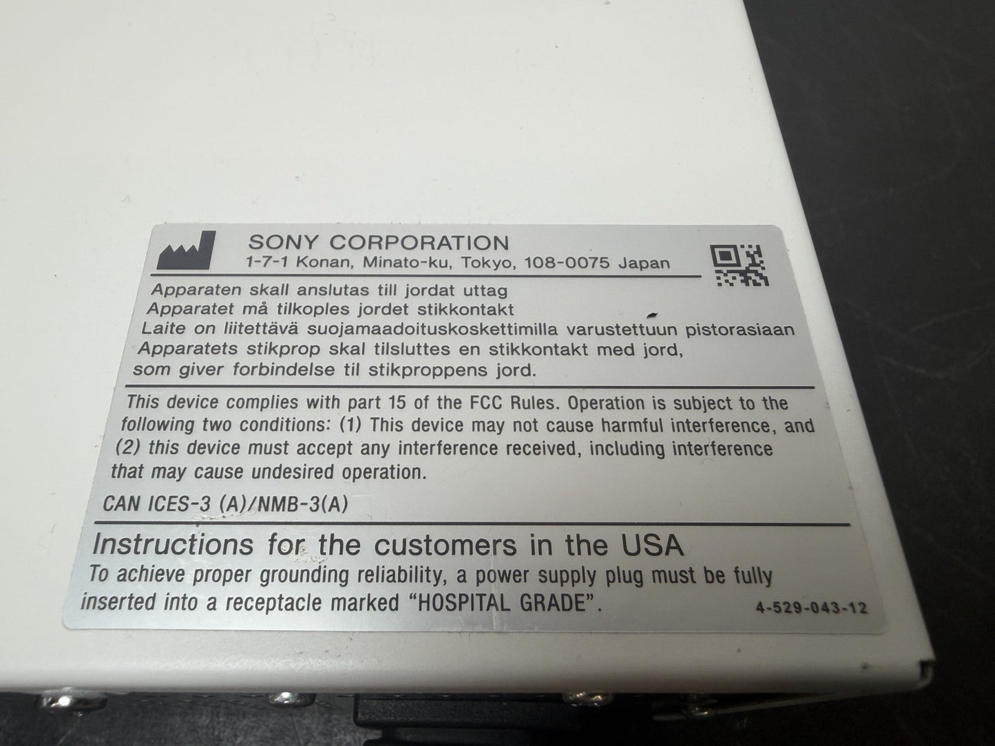 Sony Video Printer UP-X898MD Hybrid Graphic Thermal Printing USED