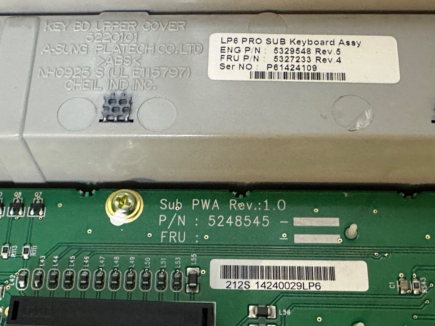 GE Logiq P6 PRO SUB Keyboard Model 5329548 - REV 5 /5248545/5327233