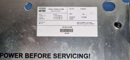 GE LIGHTSPEED DIGITAL POWER SUPPLY ASTEC MP6-2E-2Q-1L-00 P/N 5126615