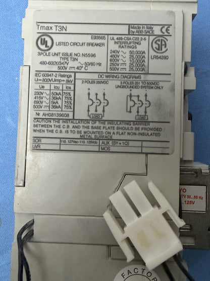 ABB TMAX T3N 200 Amp 600V 3 Pole Circuit Breaker