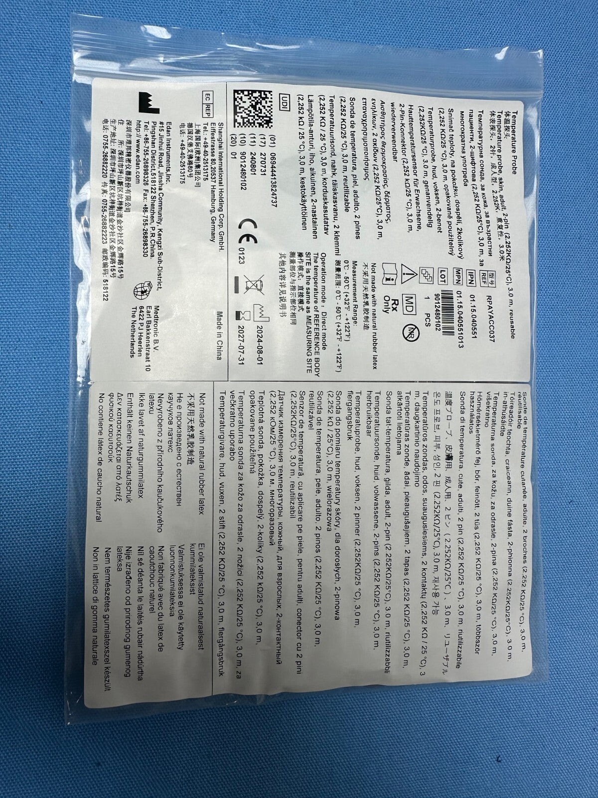 EDAN / Medtronic /  Temperature Probe - 01.15.040551013