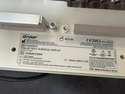 Stryker Ref 240-030-950 Vision Elect 26" HDTV