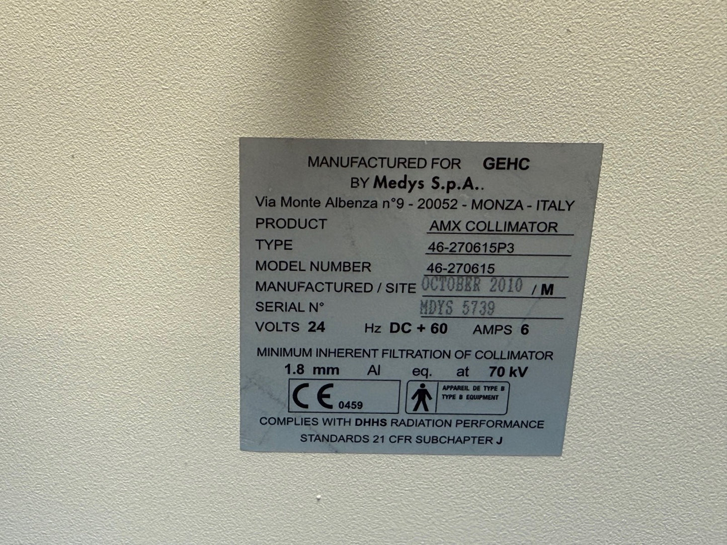 GE AMX4 - Collimator 46-270615P3