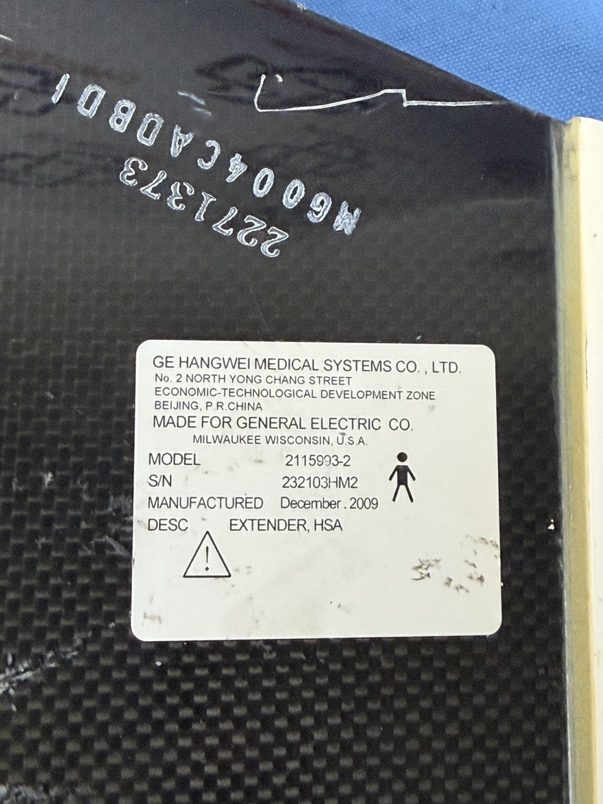 GE LightSpeed CT, MRI LCC Metalless Cradle Extender PN: 2115993-2