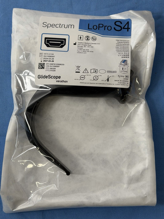 GlideScope Spectrum LoPro S4 Video Laryngoscope  0574-0195  Exp.2027-03